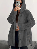 Hooded Loose Plush Coat Women's Regular Sleeve Pi-Mart