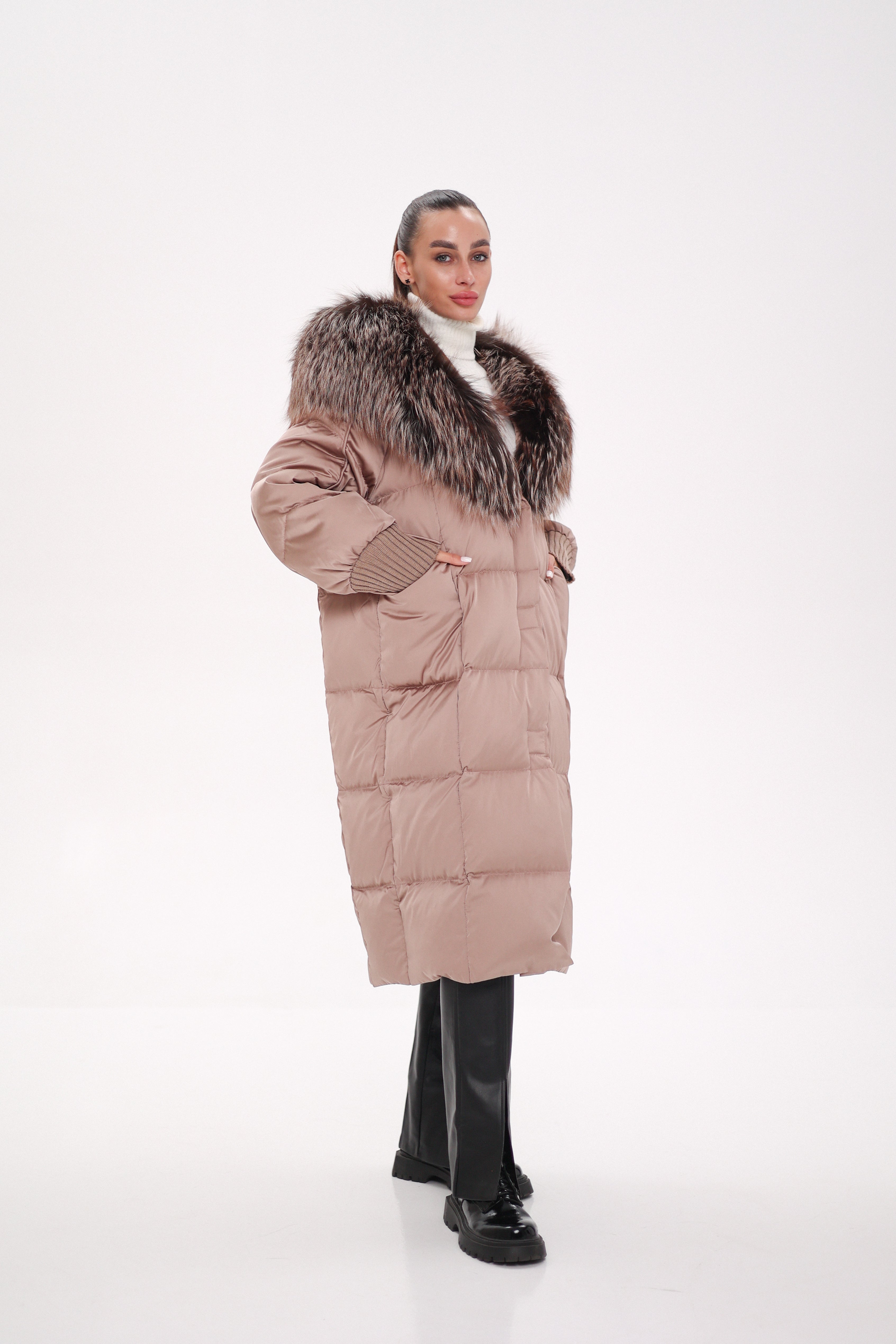 Rei Silver Fox Fully Lined Hood Down Coat in Blush - SJB-DIAMOND ELITES