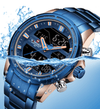 Mens Wrist Watch, Waterproof Analog Digital Watches Multifunction Stainless Steel Business Watches For Man Perfect Gift - SJB-DIAMOND ELITES