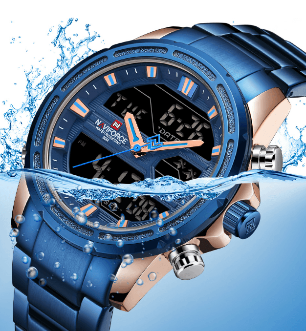 Mens Wrist Watch, Waterproof Analog Digital Watches Multifunction Stainless Steel Business Watches For Man Perfect Gift - SJB-DIAMOND ELITES