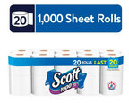 Scott 1,000 Toilet Paper, 20 Rolls, 1,000 Sheets per Roll
