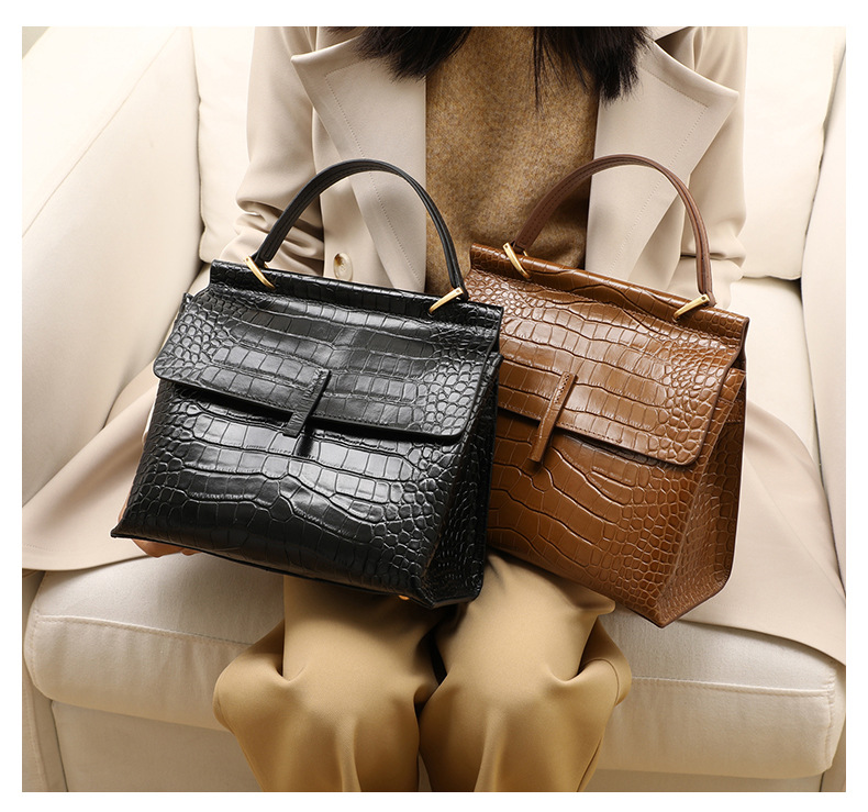 Genuine leather large capacity portable shoulder bag fashion crocodile  7387 tote crossbody - SJB-DIAMOND ELITES