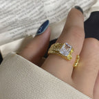 Crystal Zircon Open Adjustable Ring Pi-Mart