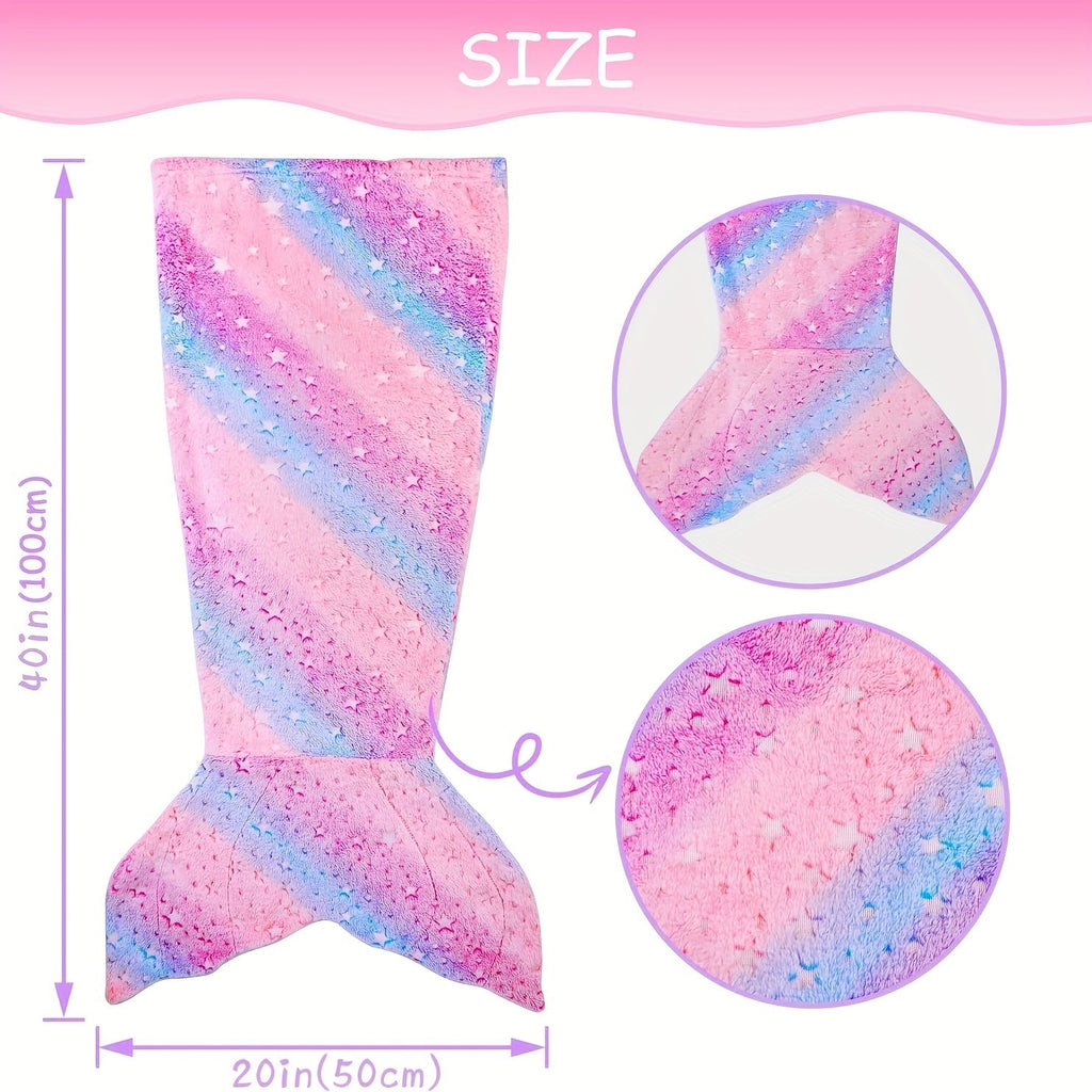 1pc Mermaid Tail Blanket - Glowing Plush Mermaid Wearable Blanket, Suitable For Teen Girls, Teens Adults All Seasons Soft Flannel Fleece Comfortable Blanket Mermaid Unicorn Sleeping Bag, Suitable For Birthday Decoration