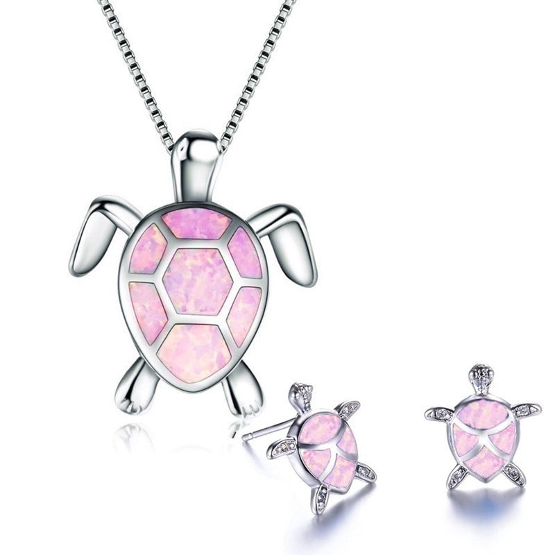 Fashion Turtle Simple Necklace Stud Earrings Set Pi-Mart