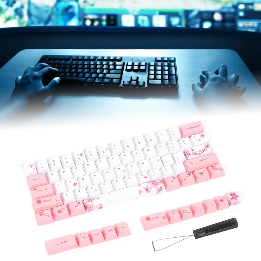 PBT Mechanical Keycaps with Cherry Blossom Design - SJB-DIAMOND ELITES