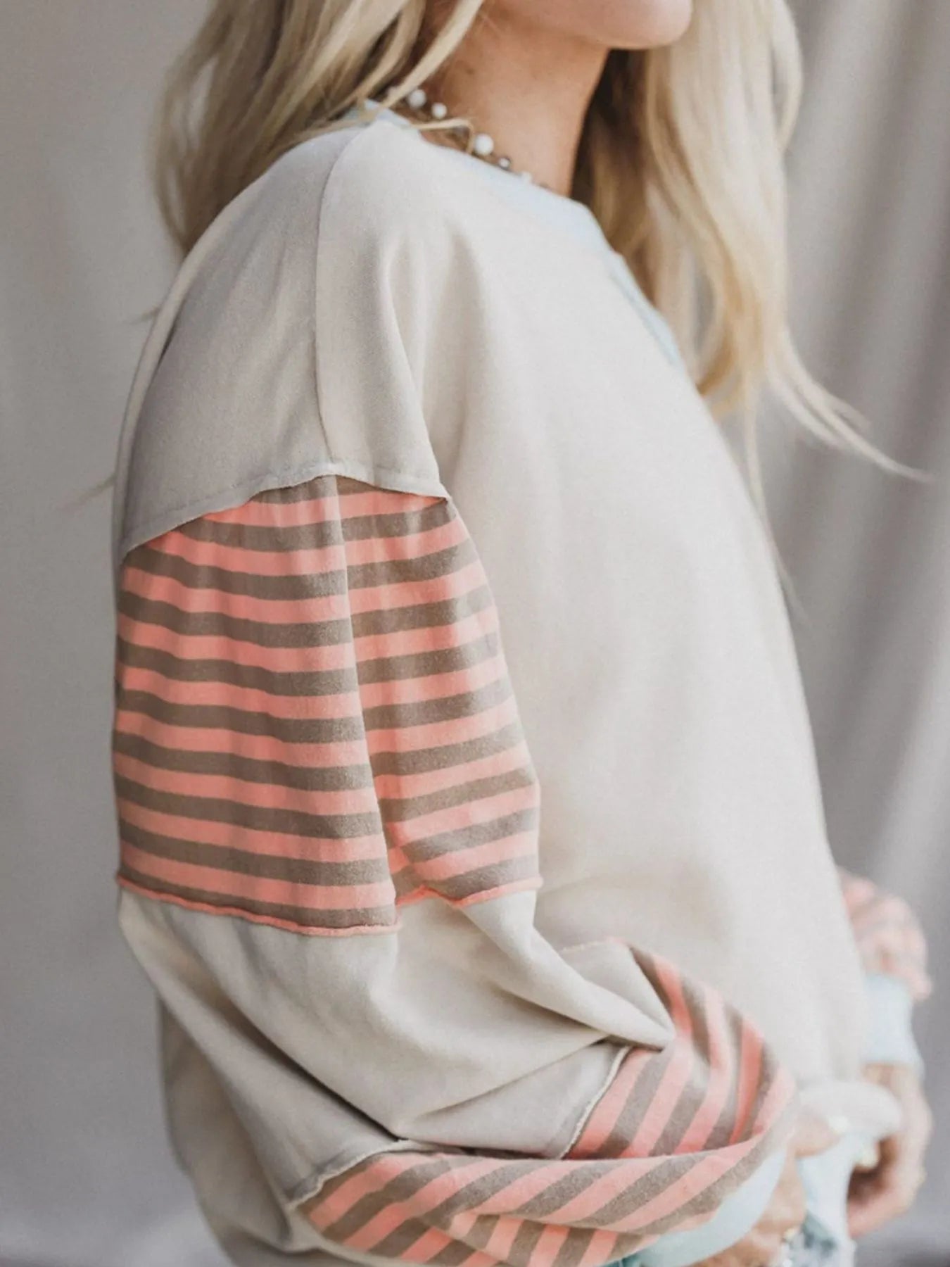Colorblock Patchwork Drop Shoulder Sweatshirt THRIXINE