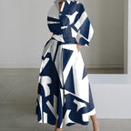 Long-sleeve Blouse Elastic Waist Swing Dress Pi-Mart