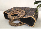 Wooden handle beach bag handbag Pi-Mart