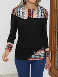 Printed Collared Neck Long Sleeve Blouse – Femstylo - SJB-DIAMOND ELITES