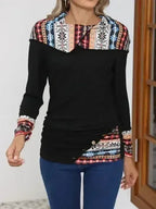 Printed Collared Neck Long Sleeve Blouse – Femstylo - SJB-DIAMOND ELITES