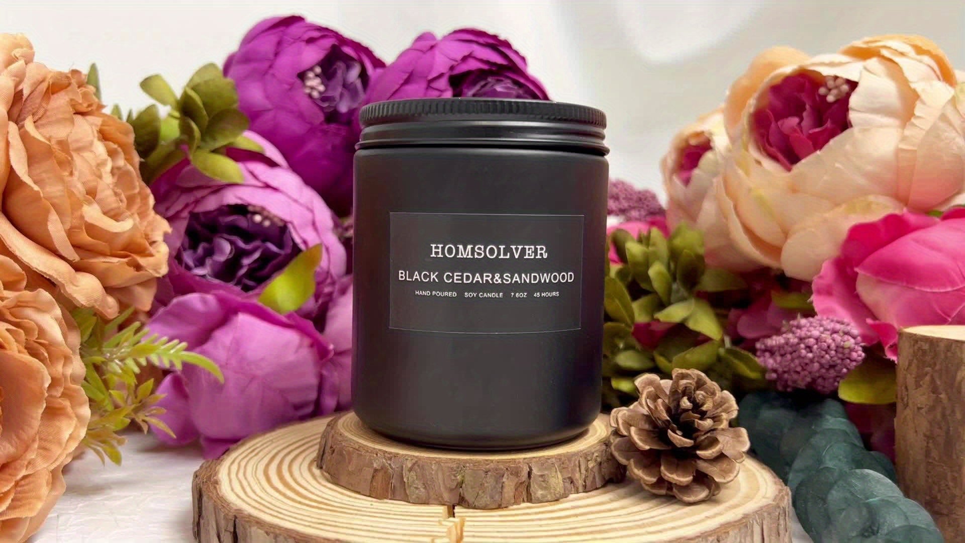 Scented Candle, Black Cedar and Sandalwood Candle for Men, Scented Candle for Home, Scented Soy Candle, 50 Hour Burn, Ideal Gift for Men