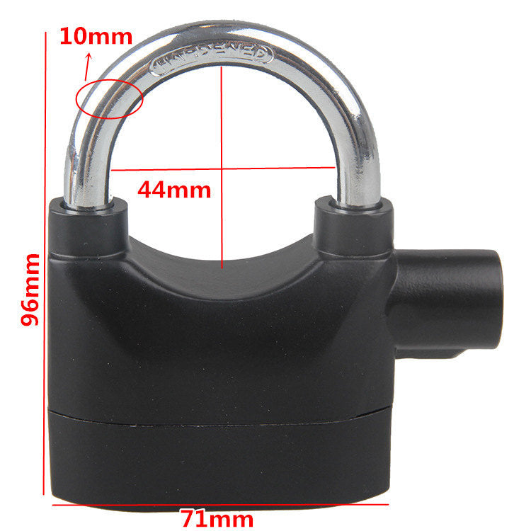 Black Waterproof Siren Alarm Padlock Alarm Lock For Bike Motorcycle Bicycle Safety Perfect With 110dB Alarm Pi-Mart
