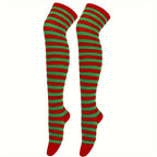 Vibrant Striped Knee High Socks - Women's Calf Socks for Music Festival, Cosplay Party, and Fashion Statement - Soft, Stretchy, and Comfortable Stockings & Hosiery for All-Day Wear Lootquake LLC