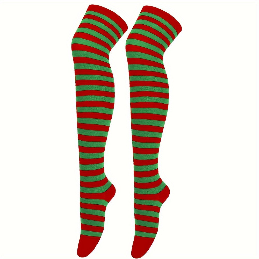 Vibrant Striped Knee High Socks - Women's Calf Socks for Music Festival, Cosplay Party, and Fashion Statement - Soft, Stretchy, and Comfortable Stockings & Hosiery for All-Day Wear Lootquake LLC