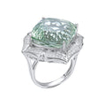 Ins Wind Luxury Crystal Ring Femininity Silver Set With Large Natural Green Crystal Pi-Mart