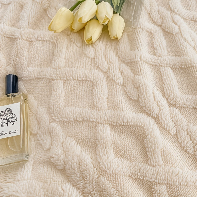 [Versatile Use] Luxurious Double-Layer Jacquard Taffeta Fleece Blanket, Thick Plush White Bed Throw for Single or Double Use - Soft, Cozy, All-Season Comfort, Ideal for Bedroom Elegance, Blanket for Bed Lootquake LLC