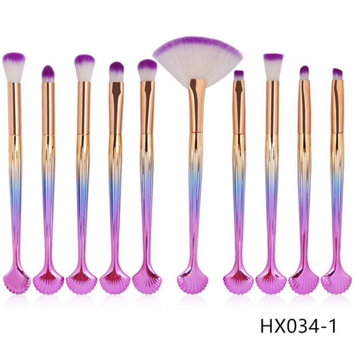 The Shell Makeup Brush Set - Purple bristles Pi-Mart