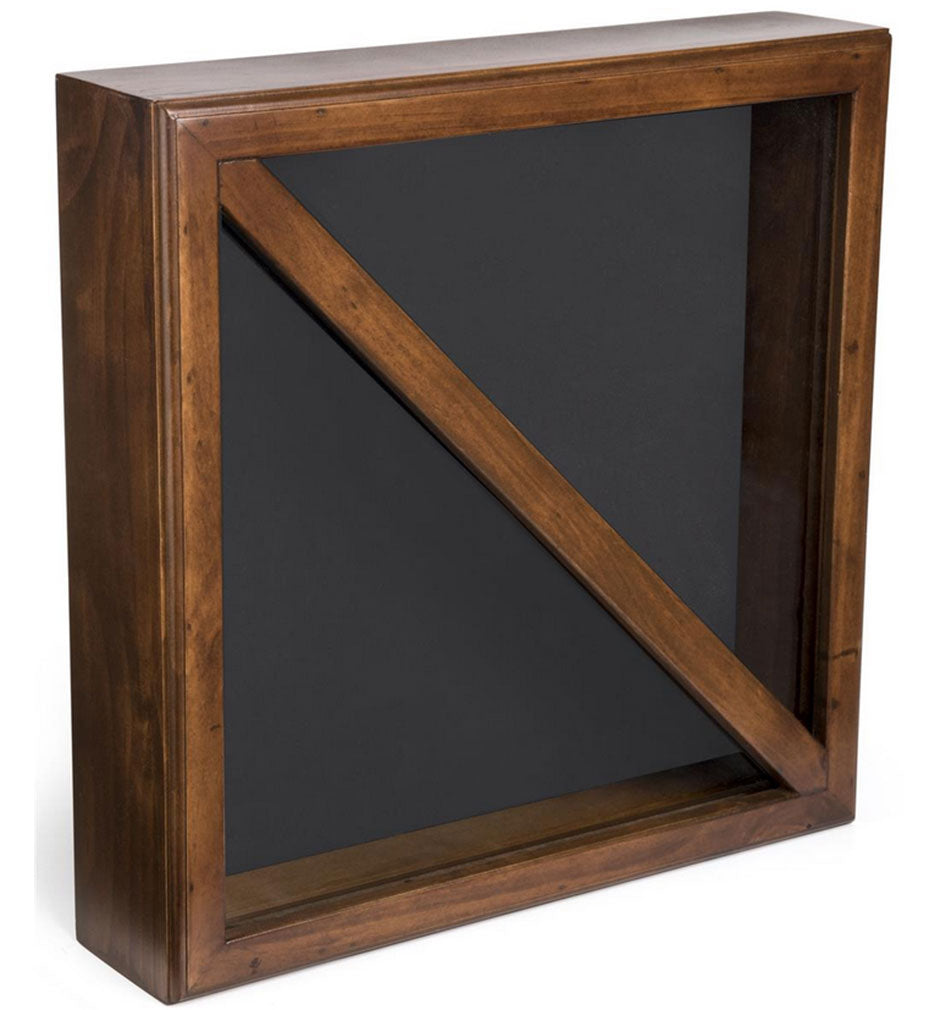 Wood Flag Case for (2) 5’ x 9.5’ Flags, Rear Loading, Glass Front - Cherry The Military Gift Store
