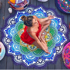 Polygon Printing Tassel Round Bath Towel Yoga Mat Pi-Mart