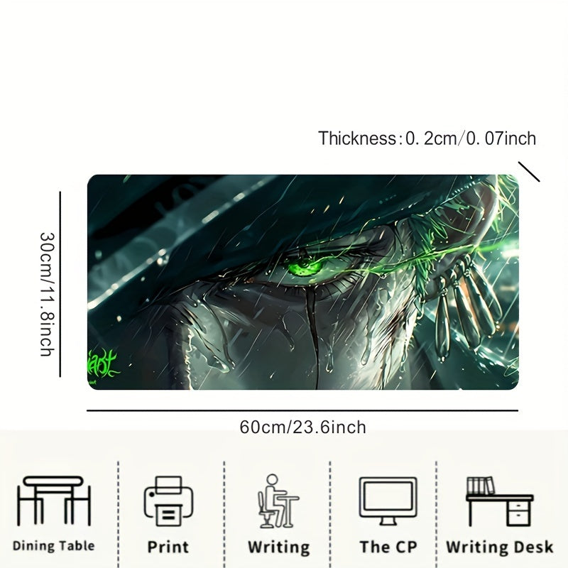 1pc Large Gaming Mouse Pad, Extra-Large Cool Graphic Design, Thick Non-Slip Washable Rubber Desk Mat, Precision Edge Locking, for Gamers and Office Use, Rectangular Shape Lootquake LLC