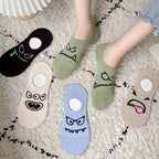 5 Pairs Cartoon Print Socks, Funny & Breathable Low Cut Ankle Socks, Women's Stockings & Hosiery Lootquake LLC