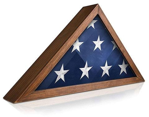 Solid Wood Military Flag Display Case for 9.5 x 5 American Veteran Burial Flag The Military Gift Store
