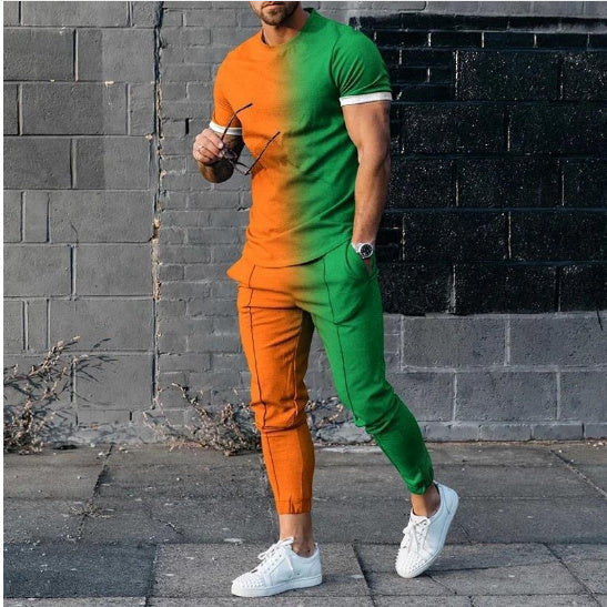 Solid Color Casual Round Neck Short Sleeves T-shirt Trousers Two-piece Set Lootquake LLC