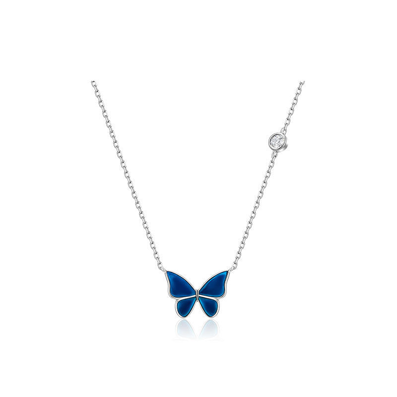 S925 Sliver Color-changed Butterfly Necklace Fashion Novelty Jewelry Pi-Mart