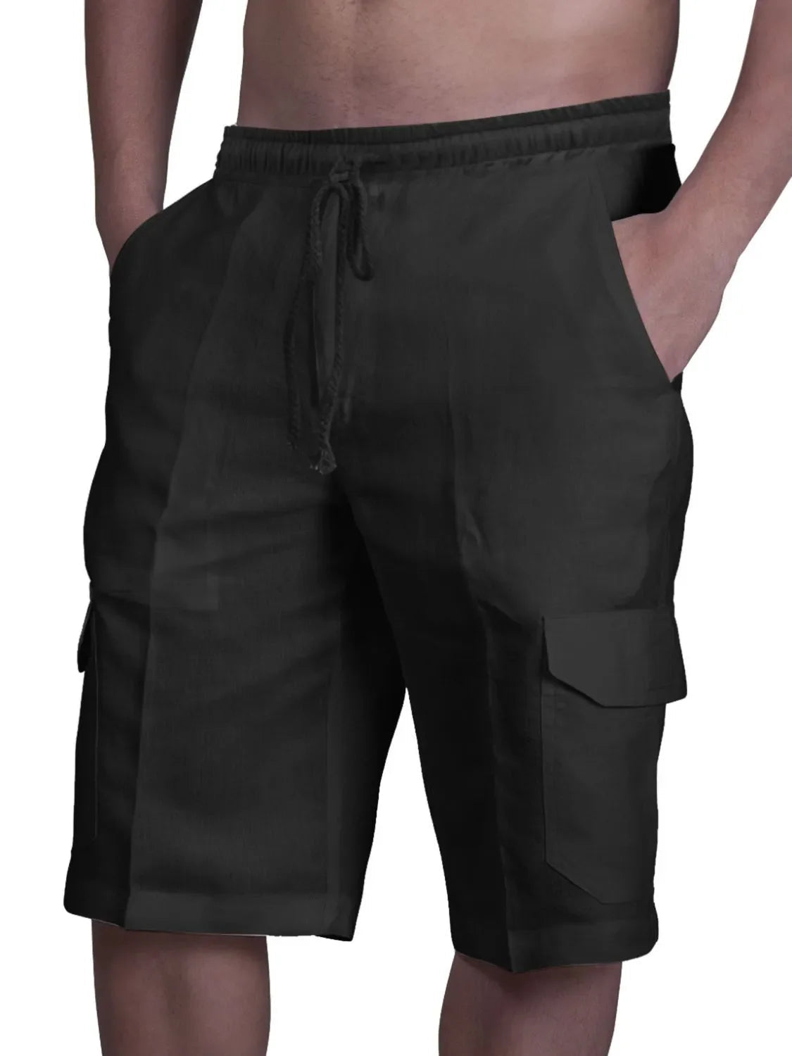 Men's Plus Size Drawstring Pocketed Shorts THRIXINE