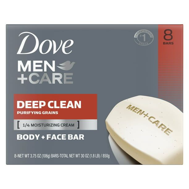 Dove Men+Care Men's Bar Soap Deep Clean, 3.75 oz, 8 Bars