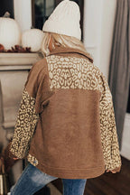 Leopard Print Drop Shoulder Jacket with Button-Up Closure Beautiful Unique Design Winter Jacket Stevvex