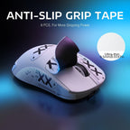 4K/8K ATTACK SHARK X3PRO Wireless Gaming Mouse - Ultra-Lightweight, Sweat-Resistant, Anti-Slip Design with Self-Adhesive Elastics Refined Side Grips, Anti-Sweat Paste, and Premium Grip Tape for Enhanced Gaming Performance Lootquake LLC