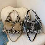 Ladies leopard print large capacity tote bag, vintage hobo bag casual, shoulder bag with crossbody strap, bag underarm bag women - SJB-DIAMOND ELITES