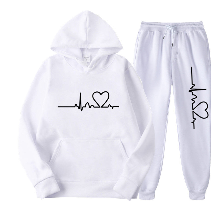 Men's And Women's Fleece-lined Sweater Suit Autumn And Winter Heart Figure Hoodie Lootquake LLC