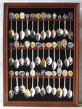 Tea Spoon Souvenir Spoon Display Case Rack Cabinet, Real Glass Door, (Walnut Finish) The Military Gift Store