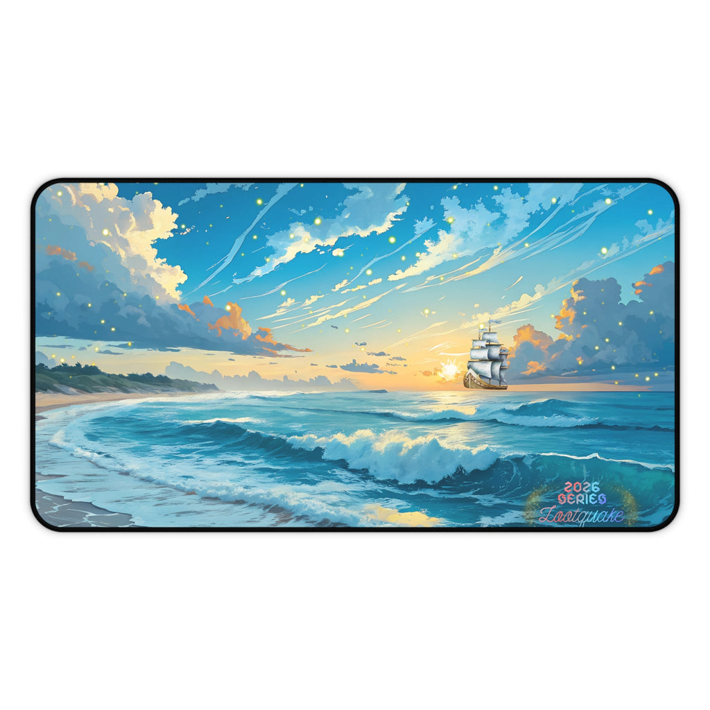 Desk Mat — Ocean Sunset Sailing Beach Scene Mouse Pad Lootquake LLC