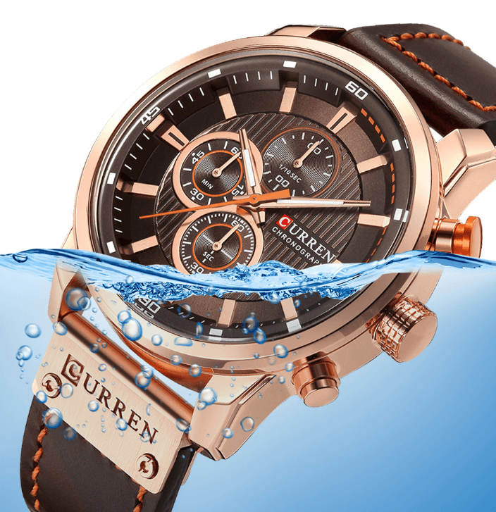 Men's Waterproof Elegant Sport Watch With Chronometers Day View, Leather  Belts And Hardlex Scratch Resistant Glass Perfect Gift For Him Stevvex