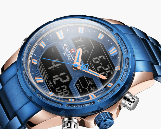 Mens Wrist Watch, Waterproof Analog Digital Watches Multifunction Stainless Steel Business Watches For Man Perfect Gift - SJB-DIAMOND ELITES