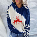 Snowman Print Crew Neck Hoodie Long Sleeve Sweatshirt Pi-Mart