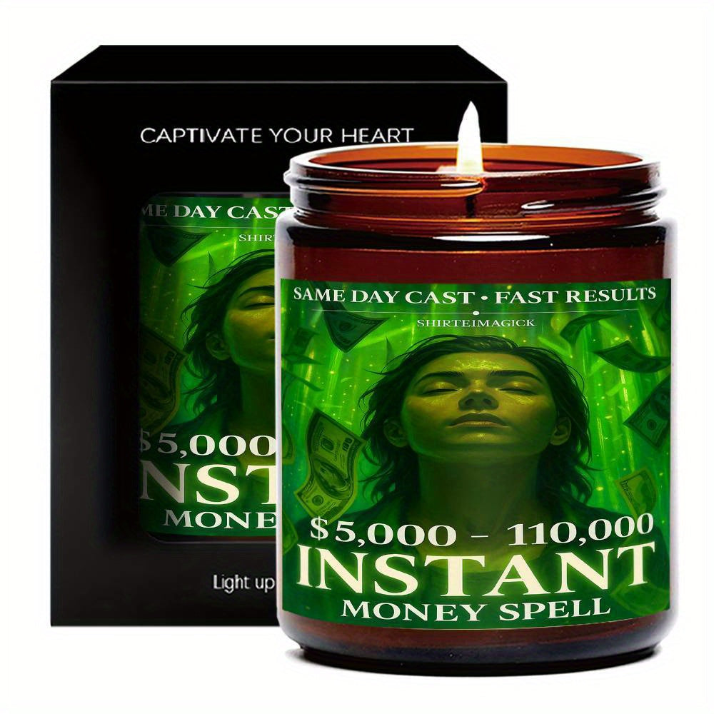 1pc 5. 3 Oz Instant Money Spell Casting Scented Candle Soybean Wax Gift Idea For Women Men Adult Bestie Coworker Husband Wife Him Her Son Daughter Dad Mum Sister Brother Family On Birthday Xmas New Year Funny Unique Essential Lootquake LLC