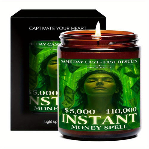 1pc 5. 3 Oz Instant Money Spell Casting Scented Candle Soybean Wax Gift Idea For Women Men Adult Bestie Coworker Husband Wife Him Her Son Daughter Dad Mum Sister Brother Family On Birthday Xmas New Year Funny Unique Essential Lootquake LLC
