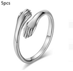 Alloy Simple Hands Hug Ring Opening Adjustable Jewelry Pi-Mart