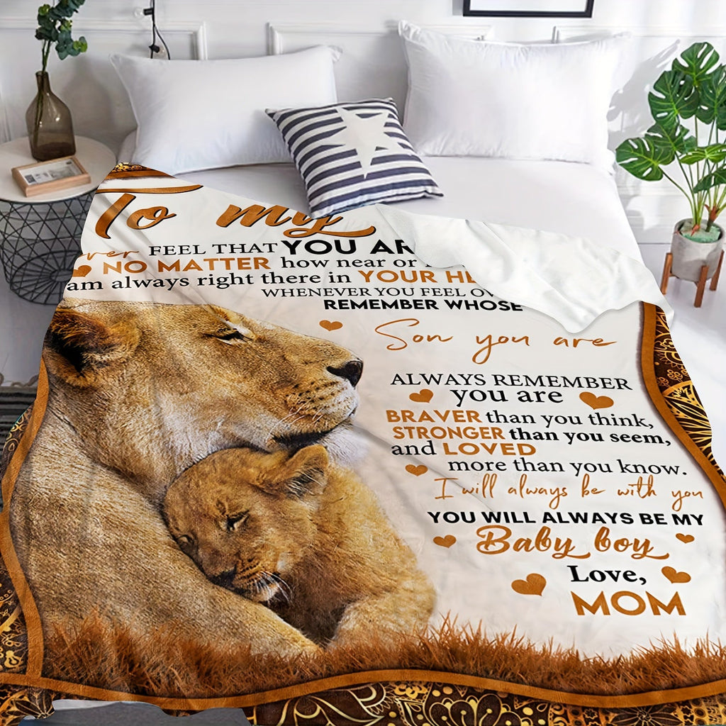 Soft & Cozy 1pc Flannel Throw Blanket - Warm Couch & Bed Accessory - Perfect Mom to Son Gift for Birthday, Graduation Lootquake LLC