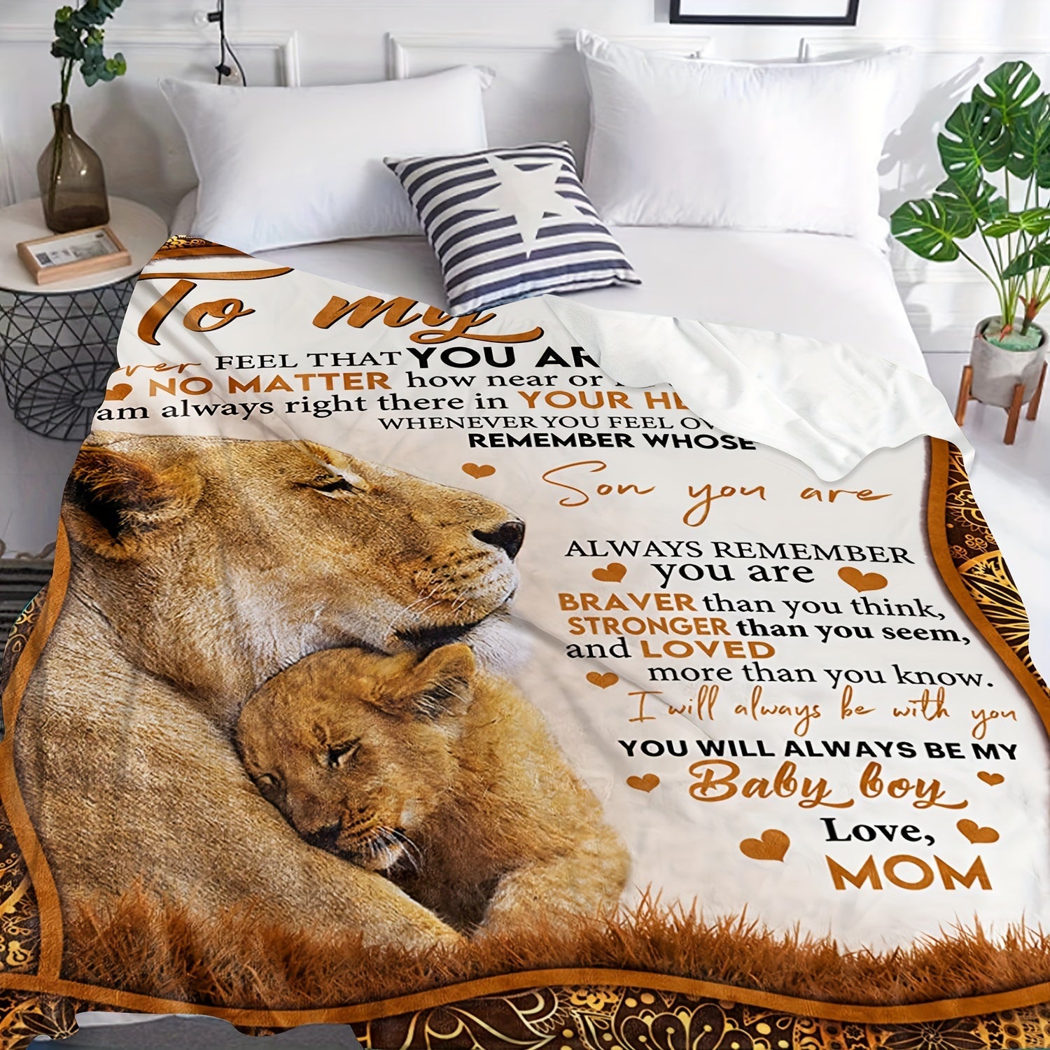 Soft & Cozy 1pc Flannel Throw Blanket - Warm Couch & Bed Accessory - Perfect Mom to Son Gift for Birthday, Graduation Lootquake LLC