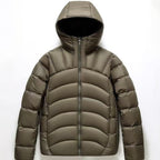 2025 New Unisex Hooded Down Jacket Couple Style Ribbed Pi-Mart