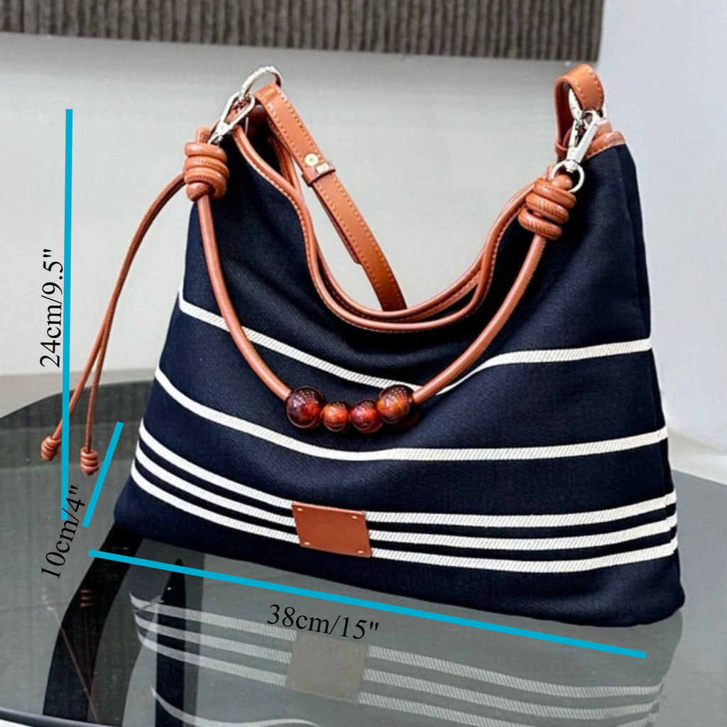 Black striped Matching leather bag hobo shoulder, shoulder hobo bag for women, large capacity, Shoulder purse - SJB-DIAMOND ELITES