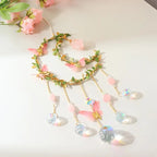 Sun Catcher Winding Leaf Flower Butterfly Leaves Moon Natural Crystal Pendant Pi-Mart