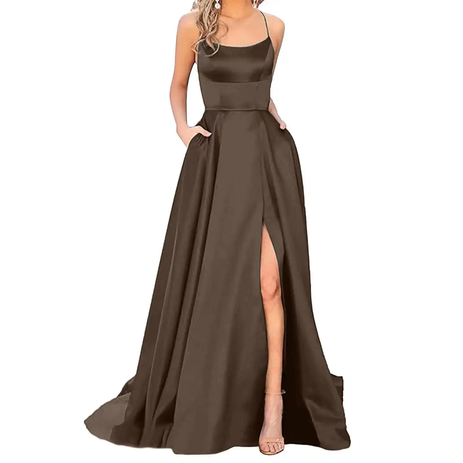 Solid Color Long Slimming And Shoulder Hollow Girlfriends Fashion Bridesmaid Party Dress - SJB-DIAMOND ELITES