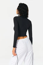 2023 Women's Contrasting Color Line Standing Collar Wears Knitted Shirts - SJB-DIAMOND ELITES